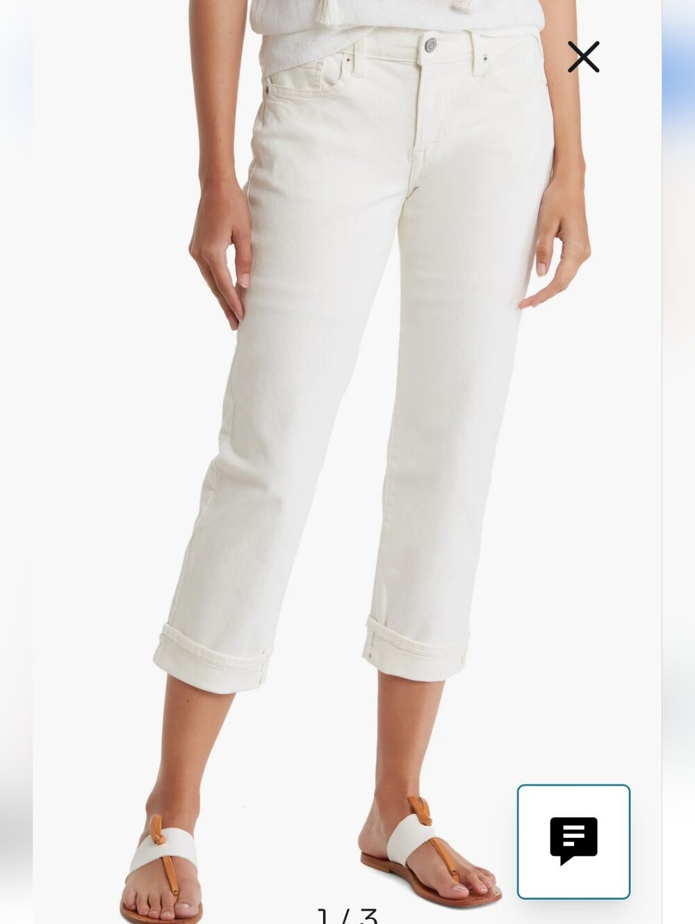 🆕️Lucky Brand Sweet Crop Jeans Mid Rise White Stretch Denim Summer Casual